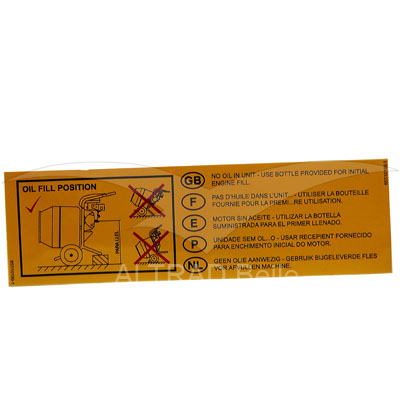 857/10100 - Decal - No Oil In Unit
